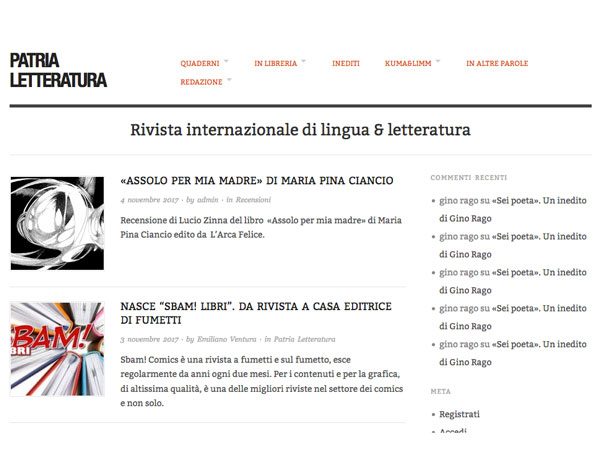Patria Letteratura parla di Sbam! Libri