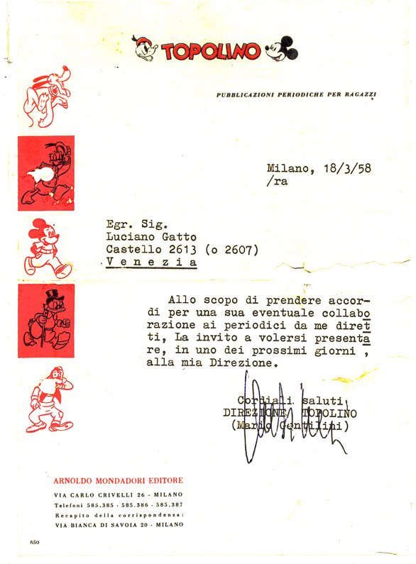 Un documento storico dal maestro Luciano Gatto