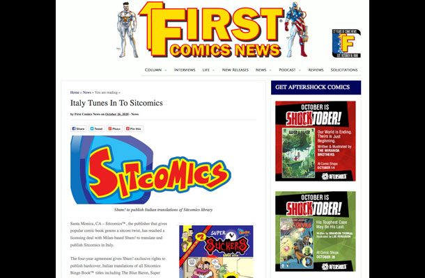 First Comics News annuncia la partnership Sbam!/Sitcomics