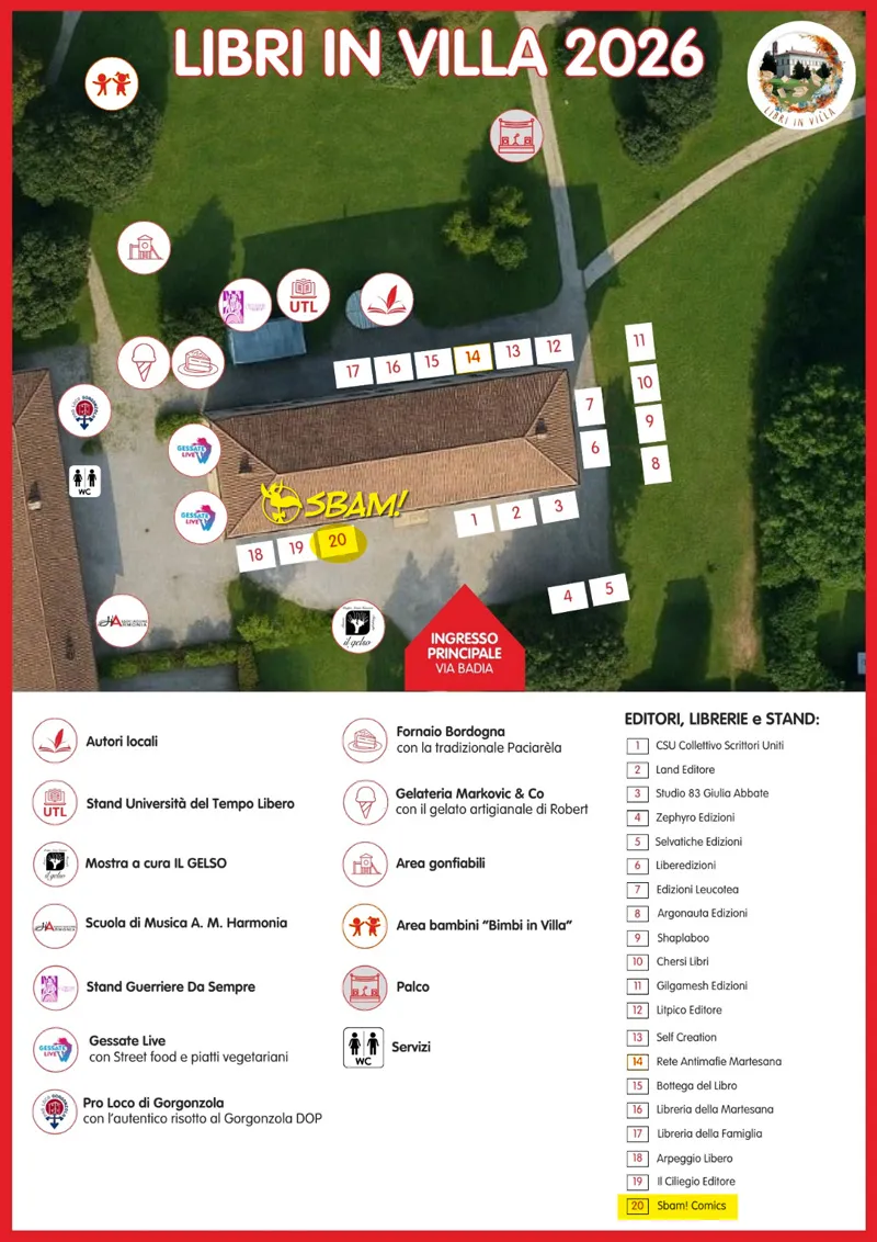 Mappa degli stand di Libri in Villa 2026